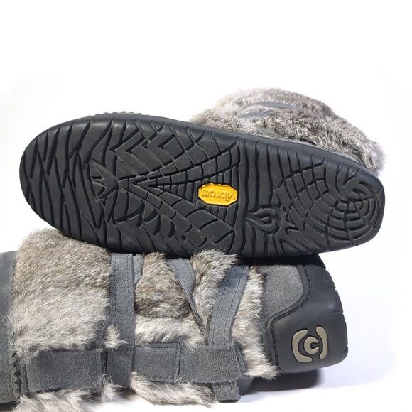 Manitobah Mukluks Wrap Gray Suede Shearling & Rabbit Fur Boots Womens Size 5 - Picture 10 of 10
